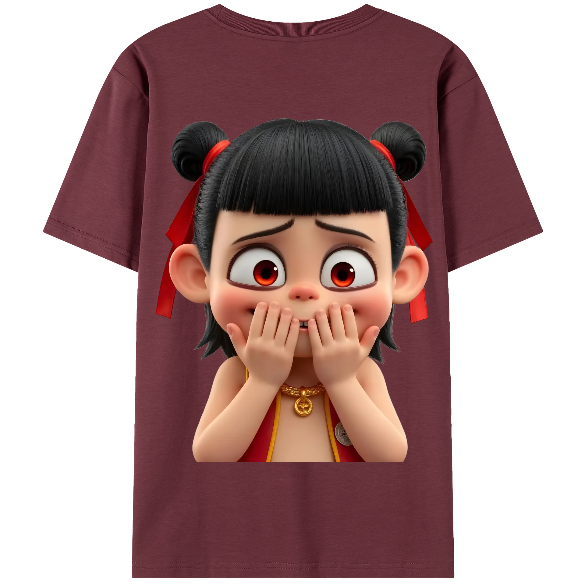 （画像用） Ne Zha 2 ナタ 魔童の大暴れ 綿100％半袖Tシャツ（背面プリント）